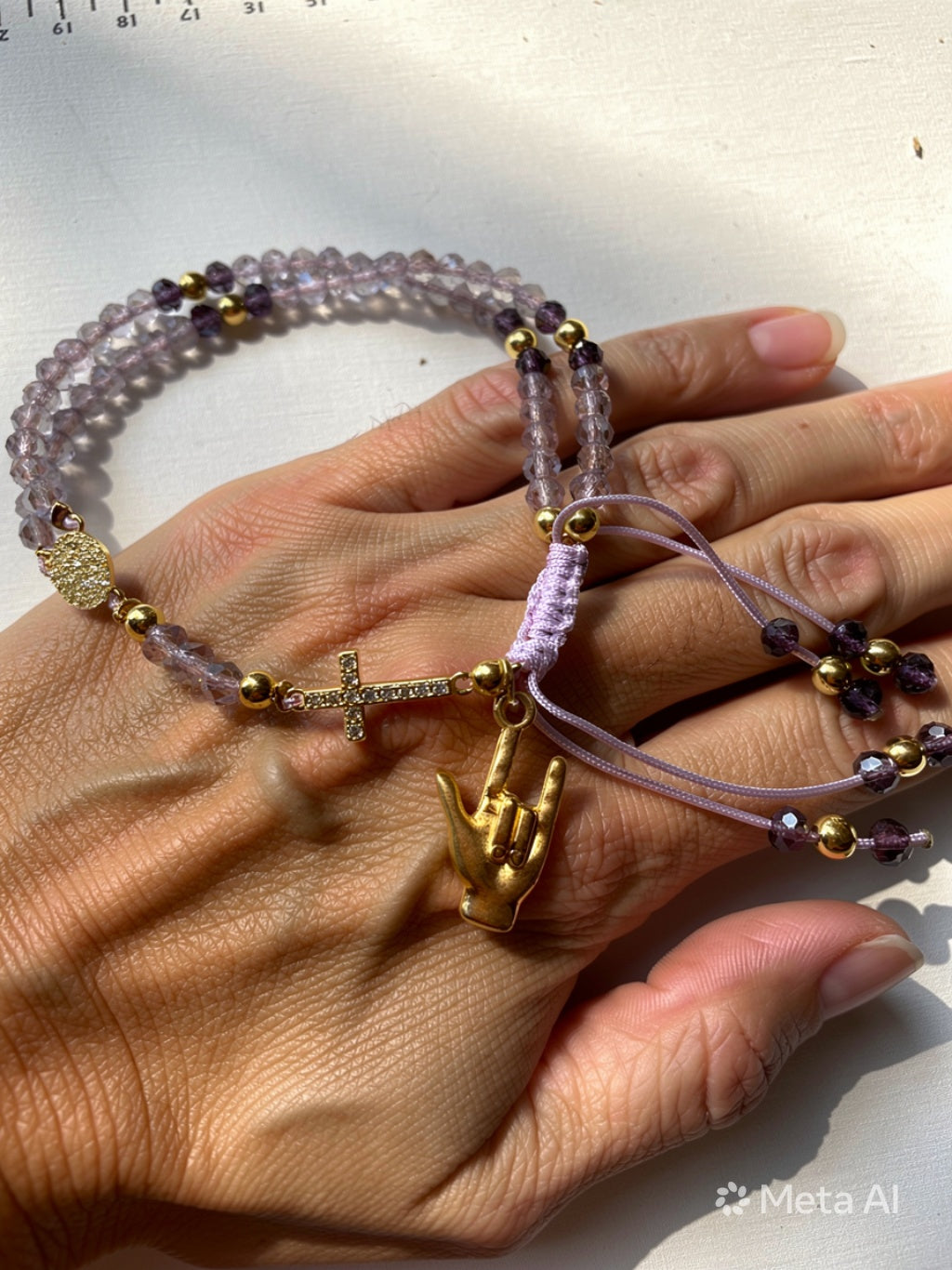 Bracelet ROSARY 📿 with hand I Love You