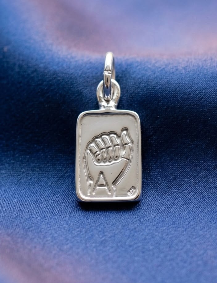 Sterling Silver A Letter Initial Alphabet in ASL Name Personalized 925 Silver