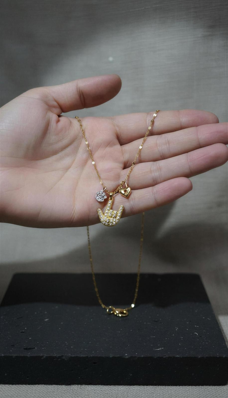 Necklace American Sign 🤘Charm and mini Charm