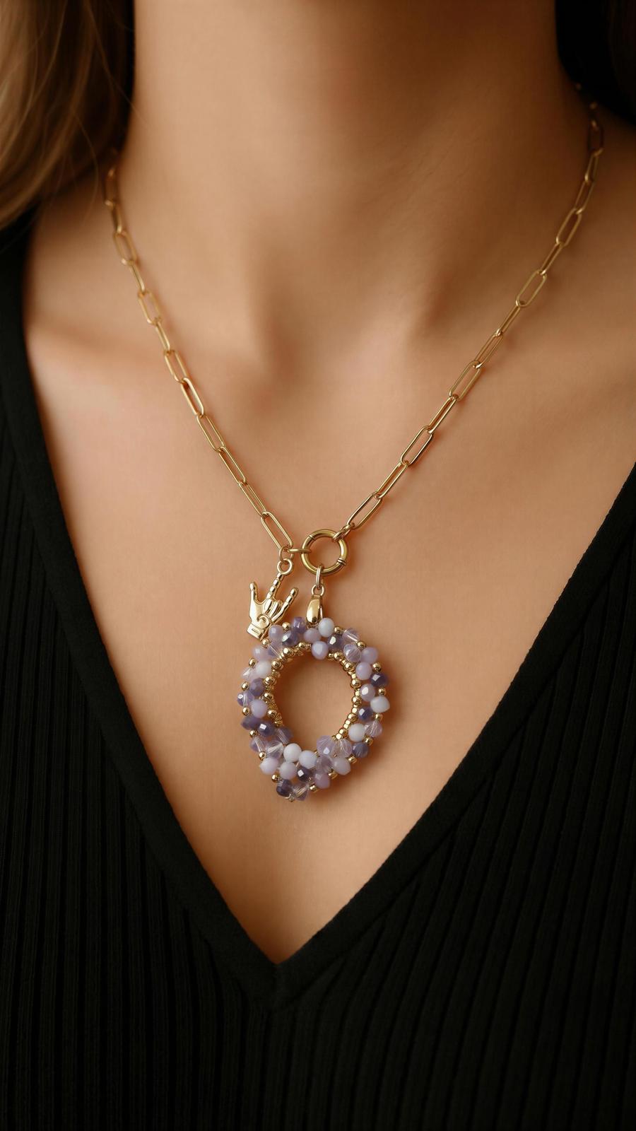 Necklace Cristal Filled in gold plated 18
