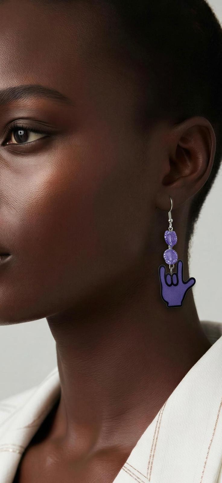 Handmade earrings featuring shrink plastic, Czech crystals, and .995 silver drops